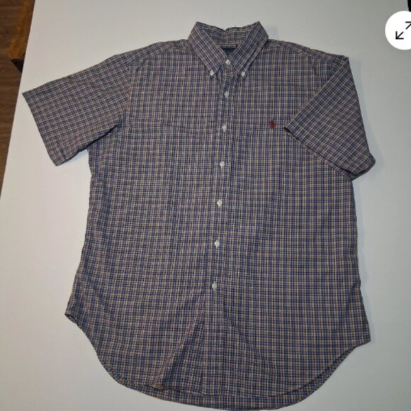 Ralph Lauren Plaid Shirt Mens Large Classic Fit Blue‎ Label Cotton Pre-Owned A4 - Picture 1 of 11